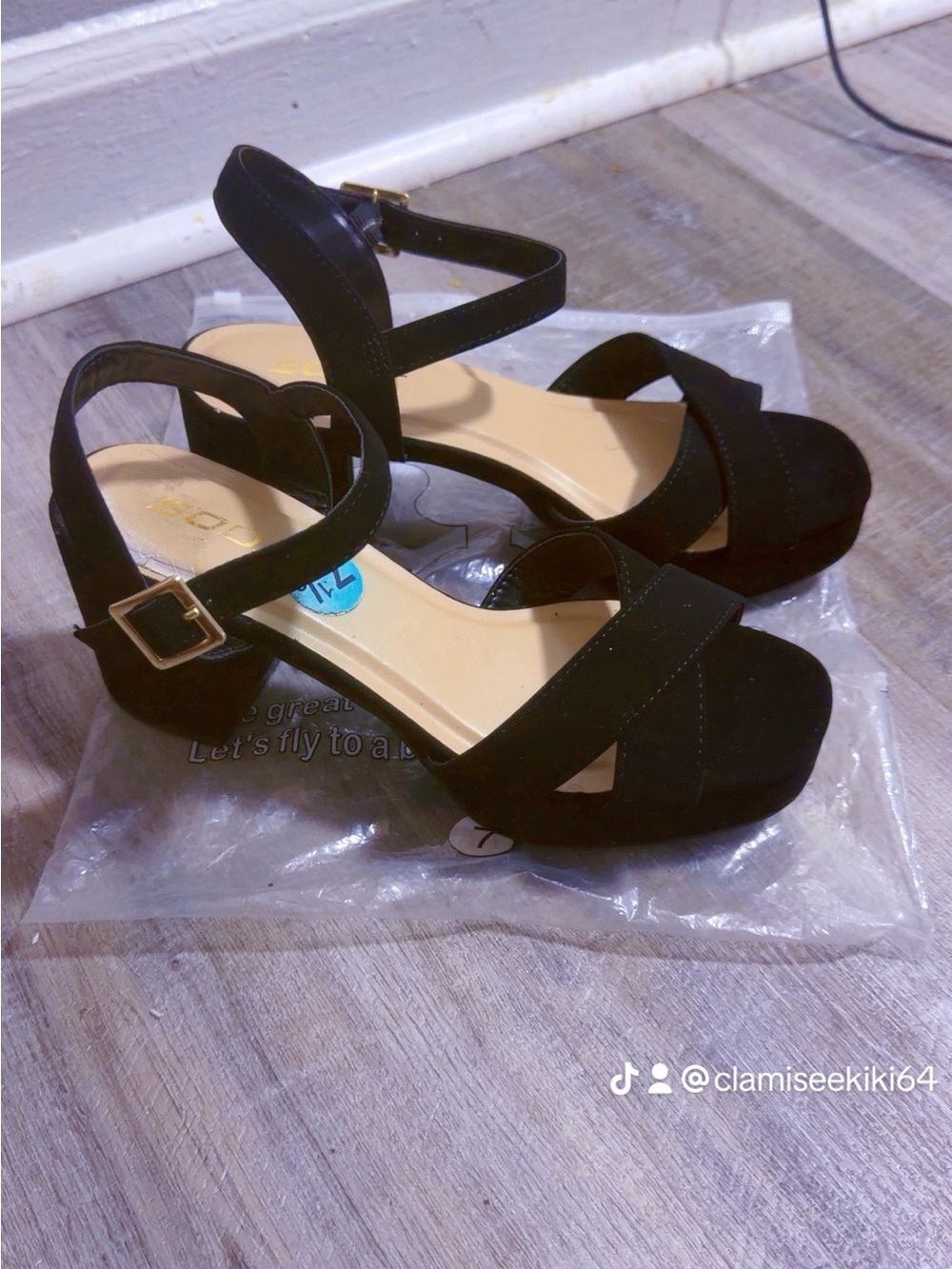 Soda Black Suede Crisscross Ankle Strap Platform Heels